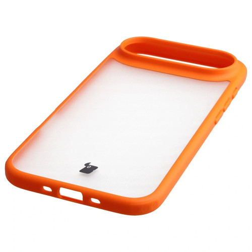 Etui + szkło hartowane Bizon Angelo Pack do iPhone Air, przydymione z pomarańczową ramką