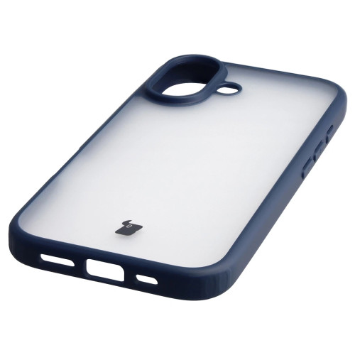 Etui + szkło hartowane Bizon Angelo Pack do iPhone 17, przydymione z granatową ramką