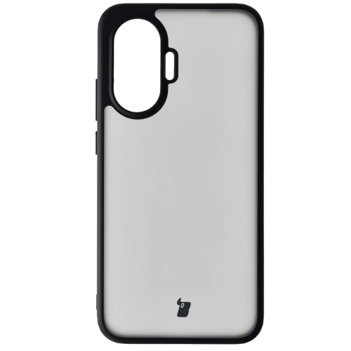 Etui + szkło hartowane Bizon Angelo Pack do Xiaomi POCO F7, przydymione z czarną ramką