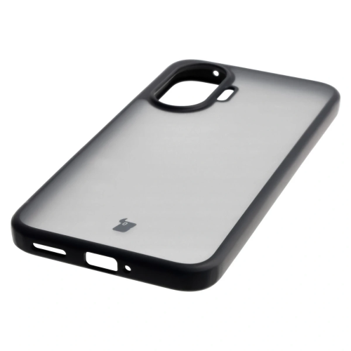 Etui + szkło hartowane Bizon Angelo Pack do Xiaomi POCO F7, przydymione z czarną ramką