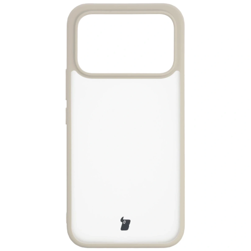 Etui + szkło hartowane Bizon Angelo Pack do Xiaomi POCO F8 Ultra, przydymione z beżową ramką