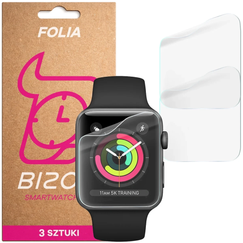Folia ochronna na ekran zegarka Bizon Watch Film HydroFlex do Apple Watch 3 / 2 / 1 42 mm, 3 sztuki