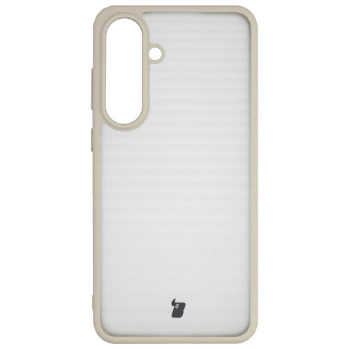 Etui + szkło hartowane Bizon Angelo Pack do Galaxy S25 FE, przydymione z beżową ramką