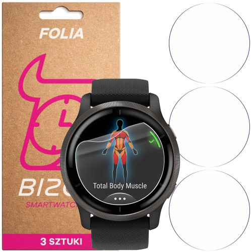 Folia ochronna na ekran zegarka Bizon Watch Film HydroFlex do Garmin Venu 2, 3 sztuki