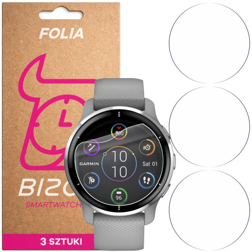 Folia ochronna na ekran zegarka Bizon Watch Film HydroFlex do Garmin Venu 2 Plus, 3 sztuki