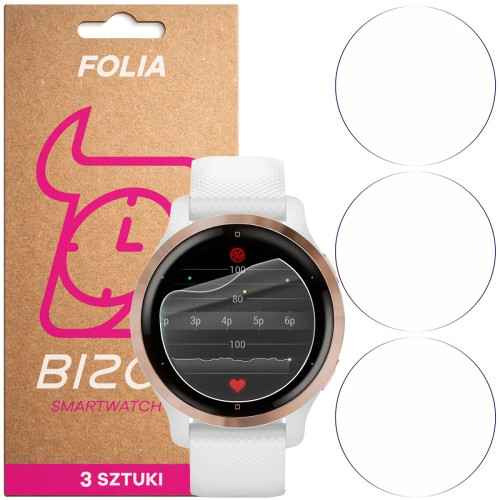 Folia ochronna na ekran zegarka Bizon Watch Film HydroFlex do Garmin Venu 2S, 3 sztuki