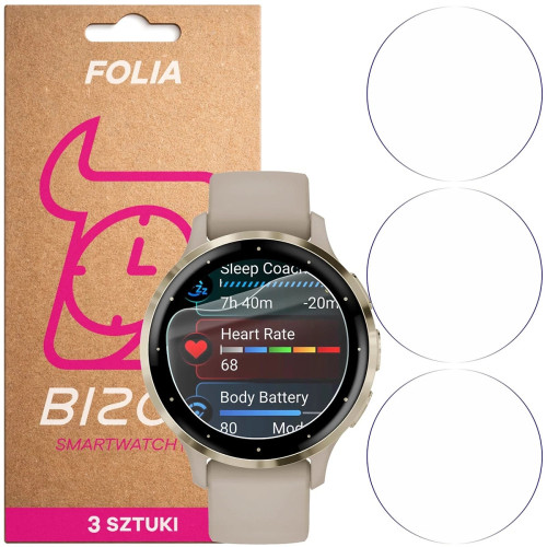Folia ochronna na ekran zegarka Bizon Watch Film HydroFlex do Garmin Venu 3S, 3 sztuki