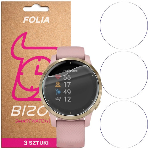 Folia ochronna na ekran zegarka Bizon Watch Film HydroFlex do Garmin Vivoactive 4S, 3 sztuki