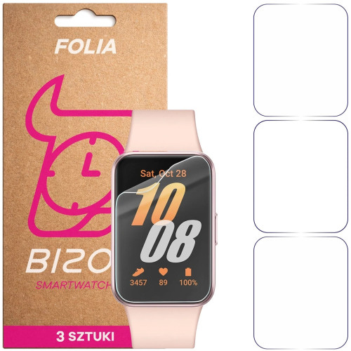 Folia ochronna na ekran zegarka Bizon Watch Film HydroFlex do Galaxy Fit 3, 3 sztuki