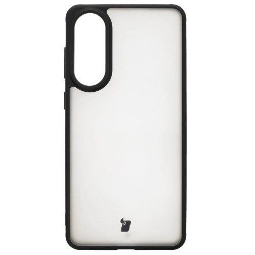 Etui + szkło hartowane Bizon Angelo Pack do Galaxy S25 Edge, przydymione z czarną ramką