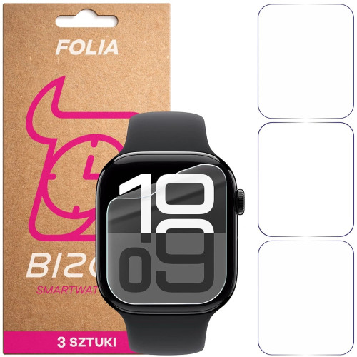 Folia ochronna na ekran zegarka Bizon Watch Film HydroFlex do Apple Watch 11 / 10 42 mm, 3 sztuki