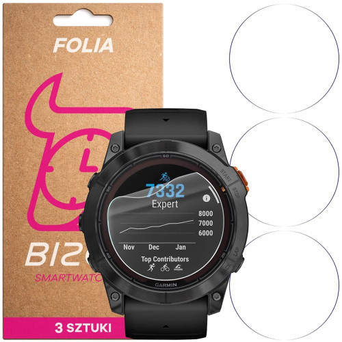 Folia ochronna na ekran zegarka Bizon Watch Film HydroFlex do Garmin Fenix 7X Pro, 3 sztuki