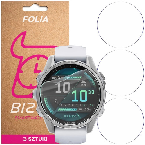 Folia ochronna na ekran zegarka Bizon Watch Film HydroFlex do Garmin Fenix 8 AMOLED 43 mm, 3 sztuki