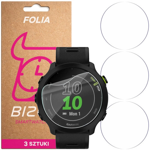 Folia ochronna na ekran zegarka Bizon Watch Film HydroFlex do Garmin Forerunner 55, 3 sztuki