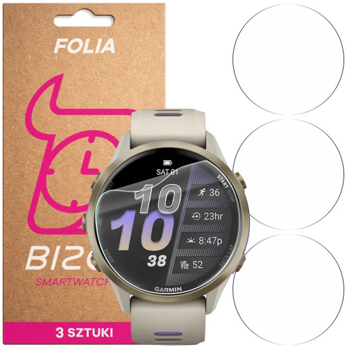 Folia ochronna na ekran zegarka Bizon Watch Film HydroFlex do Garmin Forerunner 970, 3 sztuki