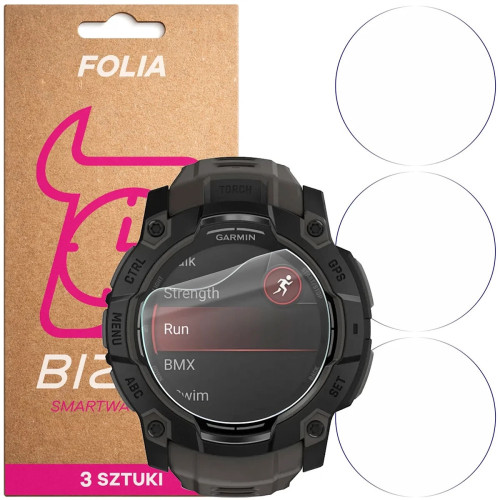 Folia ochronna na ekran zegarka Bizon Watch Film HydroFlex do Garmin Instinct 3 50 mm AMOLED, 3 sztuki