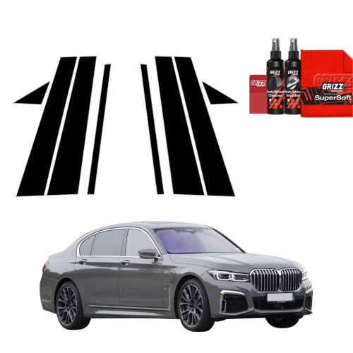 8w1 Czarna folia na słupki do BMW 7 G12 (2015-2022)
