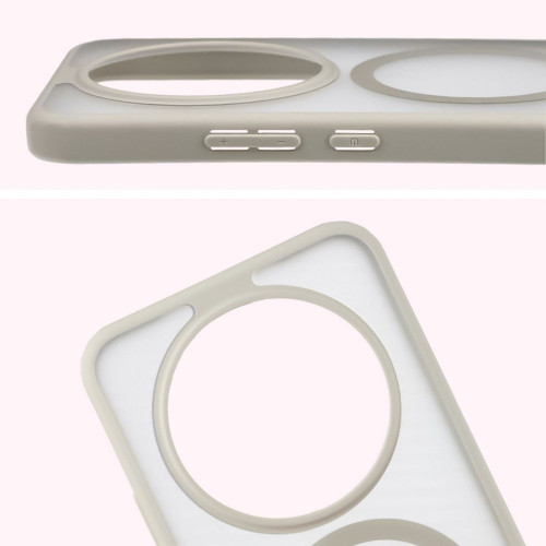 Etui z pierścieniem magnetycznym + szkło hartowane Bizon MatteO Pack do Honor Magic8 Lite, przydymione-beżowe