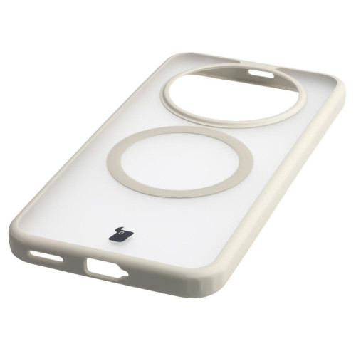 Etui z pierścieniem magnetycznym + szkło hartowane Bizon MatteO Pack do Honor Magic8 Lite, przydymione-beżowe