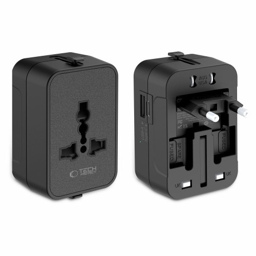 Adapter podróżny Tech-Protect TA300 Travel Adapter EU / UK / US / AU Black