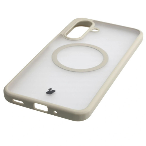 Etui z pierścieniem magnetycznym + szkło hartowane Bizon MatteO Pack do Galaxy A17 5G, przydymione-beżowe