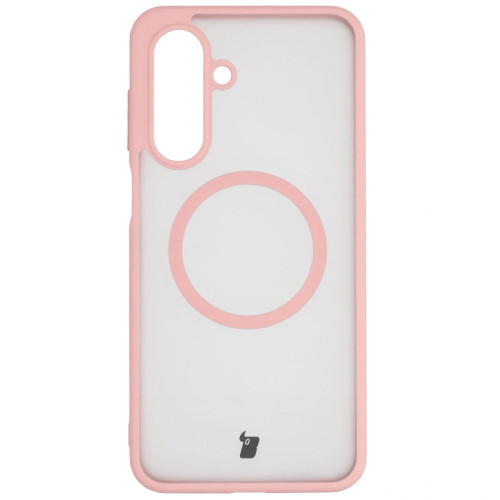 Etui z pierścieniem magnetycznym + szkło hartowane Bizon MatteO Pack do Galaxy A17 5G, przydymione-jasnoróżowe