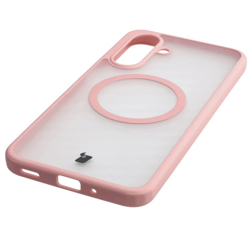 Etui z pierścieniem magnetycznym + szkło hartowane Bizon MatteO Pack do Galaxy A17 5G, przydymione-jasnoróżowe