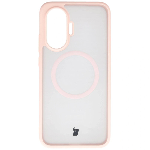 Etui z pierścieniem magnetycznym + szkło hartowane Bizon MatteO Pack do Xiaomi POCO F7, przydymione-różowe