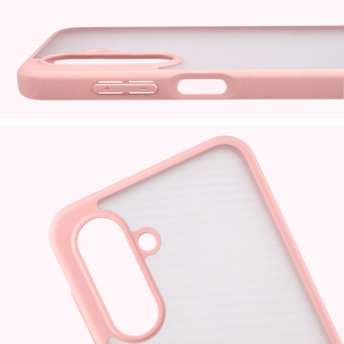 Etui + szkło hartowane Bizon Angelo Pack do Galaxy A17 5G, przydymione z jasnoróżową ramką