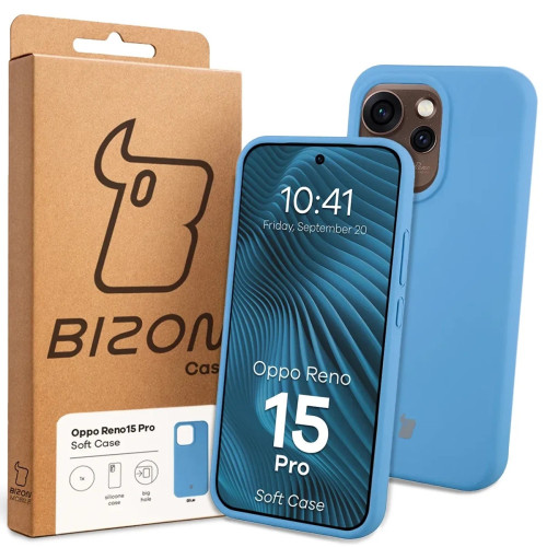Silikonowe etui Bizon Soft Case do Oppo Reno 15 Pro, niebieskie