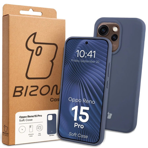 Silikonowe etui Bizon Soft Case do Oppo Reno 15 Pro, ciemnoniebieskie