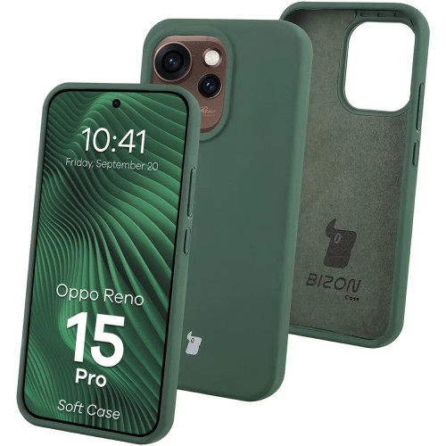 Silikonowe etui Bizon Soft Case do Oppo Reno 15 Pro, ciemnozielone