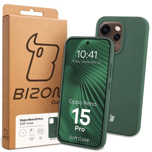 Silikonowe etui Bizon Soft Case do Oppo Reno 15 Pro, ciemnozielone