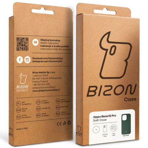 Silikonowe etui Bizon Soft Case do Oppo Reno 15 Pro, ciemnozielone