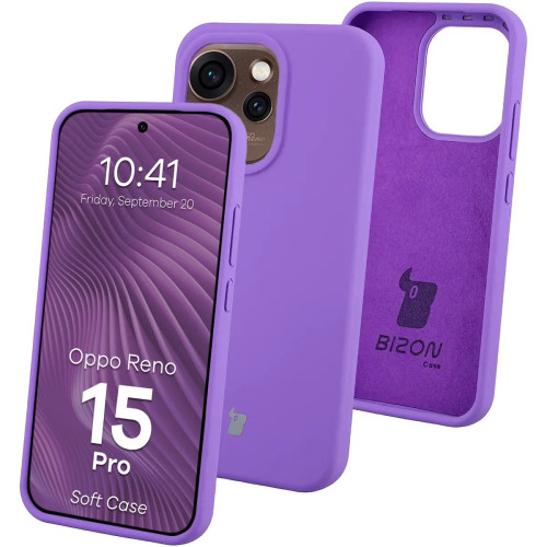 Silikonowe etui Bizon Soft Case do Oppo Reno 15 Pro, fioletowe