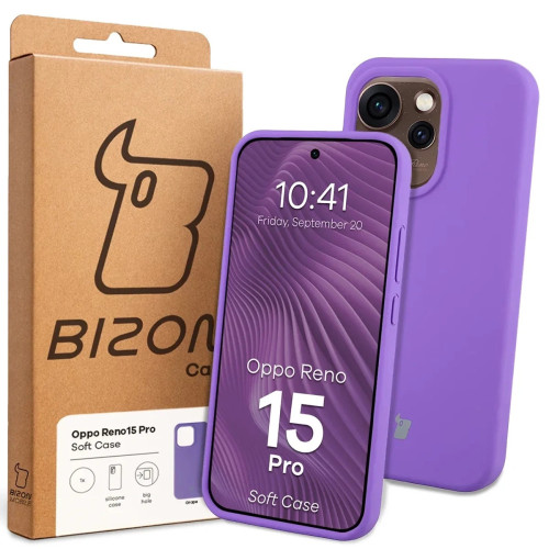 Silikonowe etui Bizon Soft Case do Oppo Reno 15 Pro, fioletowe