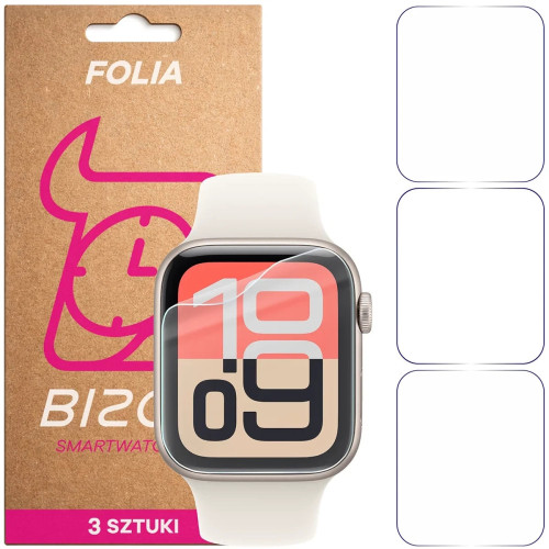 Folia ochronna na ekran zegarka Bizon Watch Film HydroFlex do Apple Watch 4/5/6/7/8/9/SE/SE 2/SE3 44 / 45 mm, 3 sztuki