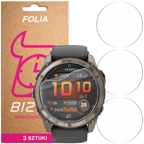 Folia ochronna na ekran zegarka Bizon Watch Film HydroFlex do Garmin Fenix 8 Pro AMOLED 51 mm, 3 sztuki