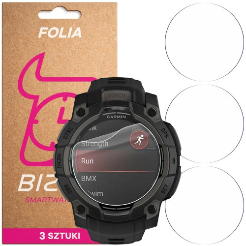 Folia ochronna na ekran zegarka Bizon Watch Film HydroFlex do Garmin Instinct 3 45 mm AMOLED, 3 sztuki