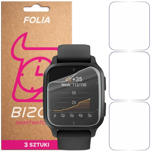 Folia ochronna na ekran zegarka Bizon Watch Film HydroFlex do Garmin Venu Sq 2, 3 sztuki