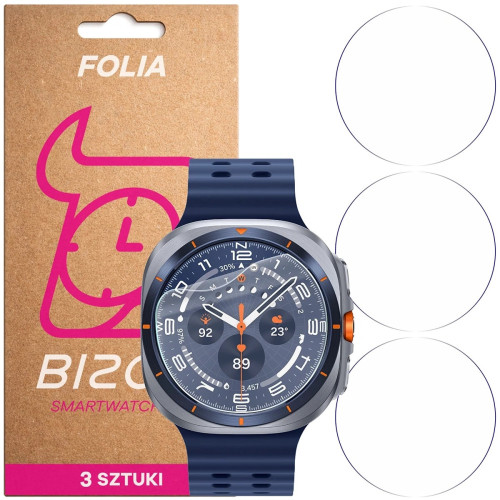 Folia ochronna na ekran zegarka Bizon Watch Film HydroFlex do Galaxy Watch Ultra 1 / Ultra 2 / 6 Classic 47 mm, 3 sztuki
