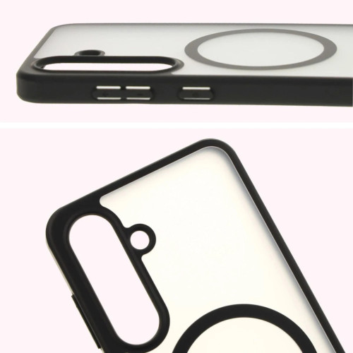 Etui z pierścieniem magnetycznym + szkło hartowane Bizon MatteO Pack do Galaxy S25, przydymione-czarne