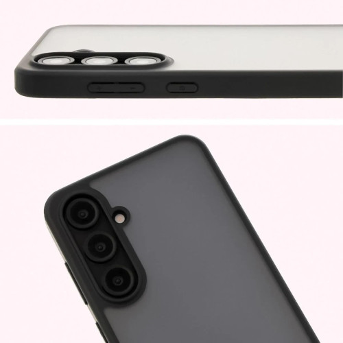 Etui + szkło hartowane Bizon Angelo Pack do Galaxy S24 FE, przydymione z czarną ramką