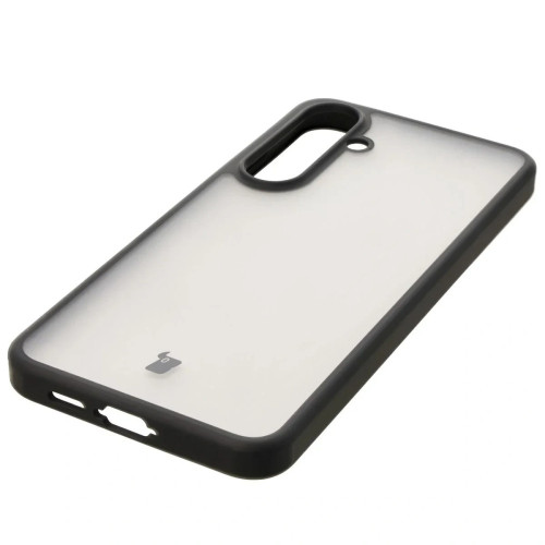 Etui + szkło hartowane Bizon Angelo Pack do Galaxy S24 FE, przydymione z czarną ramką