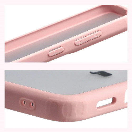 Etui + szkło hartowane Bizon Angelo Pack do Galaxy S25 FE, przydymione z jasnoróżową ramką