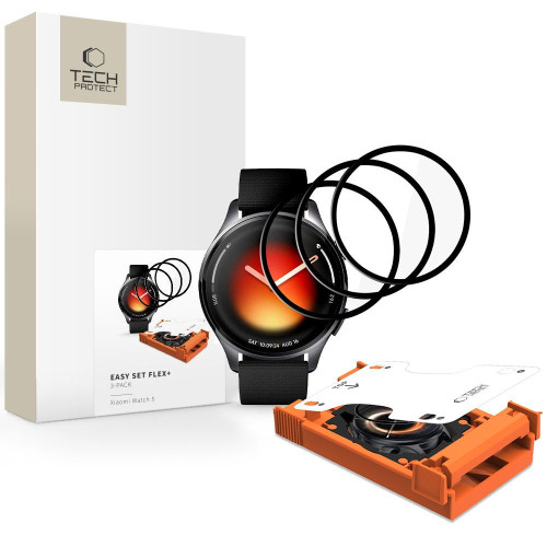 Hybrid Glass Tech-protect Easy Set Flex+ 3-pack Xiaomi Watch 5 Black