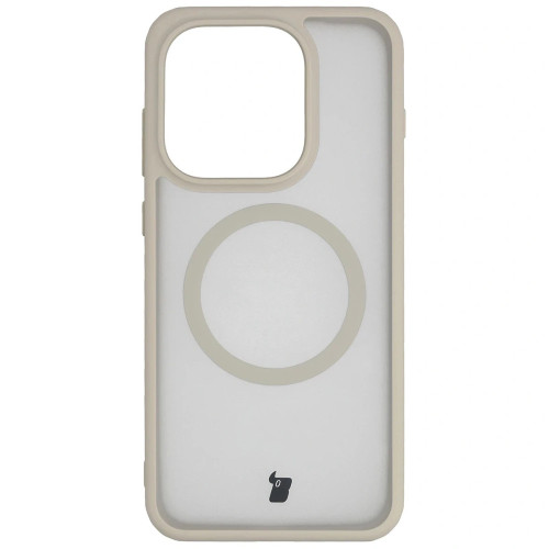 Etui z pierścieniem magnetycznym + szkło hartowane Bizon MatteO Pack do Oppo Find X9, przydymione-beżowe