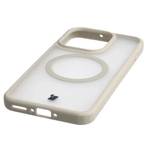 Etui z pierścieniem magnetycznym + szkło hartowane Bizon MatteO Pack do Oppo Find X9, przydymione-beżowe