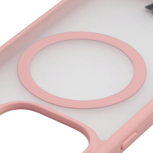 Etui z pierścieniem magnetycznym + szkło hartowane Bizon MatteO Pack do Oppo Find X9, przydymione-jasnoróżowe