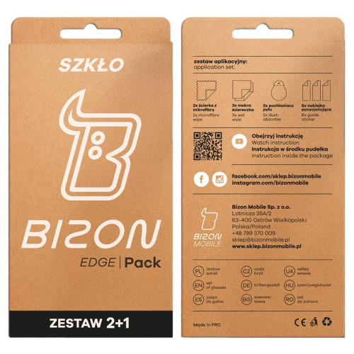 2x Szkło + szybka na aparat Bizon Edge Pack do Oppo Find X9